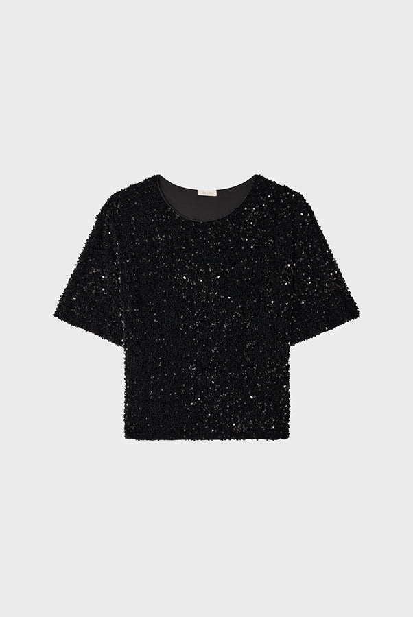 ALESSIA BLACK SILVER SEQUIN TOP