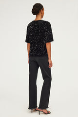 ALESSIA BLACK SILVER SEQUIN TOP