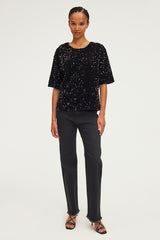 ALESSIA BLACK SILVER SEQUIN TOP