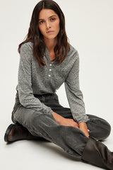 ALYS GREY RHINESTONE LONG SLEEVE TSHIRT