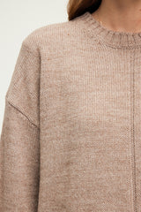 JOSSIA BEIGE WOOL BLEND ROUND NECK SWEATER