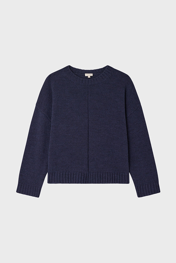 JOSSIA BLUE WOOL BLEND ROUND NECK SWEATER