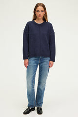 JOSSIA BLUE WOOL BLEND ROUND NECK SWEATER