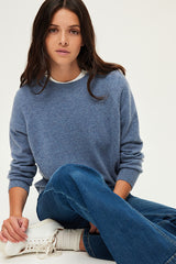 JULISSA BLUE CASHMERE ROUND NECK SWEATER