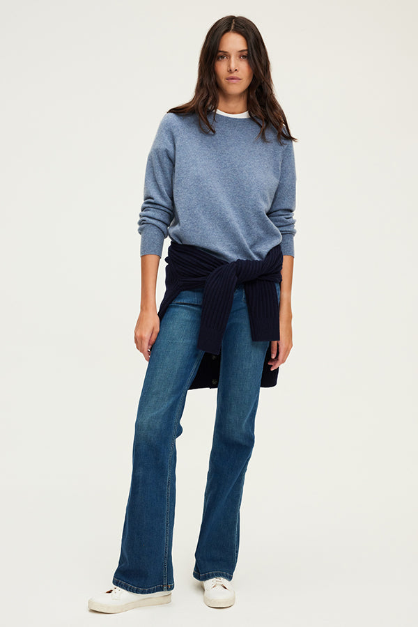 JULISSA BLUE CASHMERE ROUND NECK SWEATER