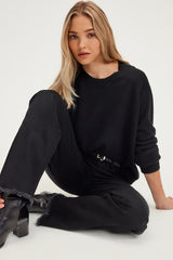 JULISSA BLACK CASHMERE ROUND NECK SWEATER