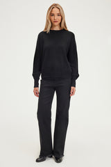 JULISSA BLACK CASHMERE ROUND NECK SWEATER