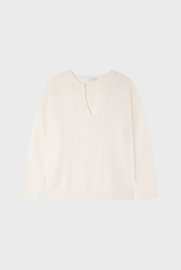 JULICIA ECRU OPENWORK WOOL SWEATER