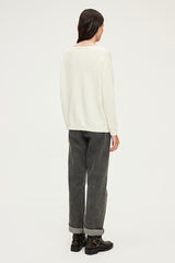 JULICIA ECRU OPENWORK WOOL SWEATER