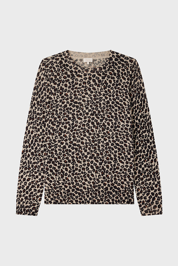 JACQUEMINE ROUND NECK LEOPARD SWEATER