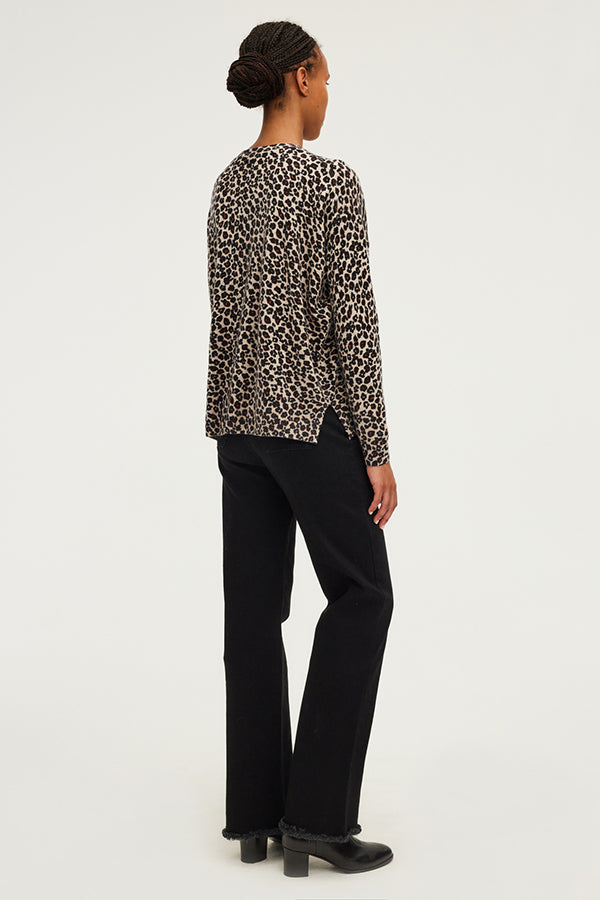 JACQUEMINE ROUND NECK LEOPARD SWEATER