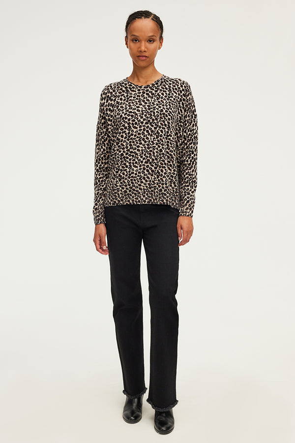 JACQUEMINE ROUND NECK LEOPARD SWEATER