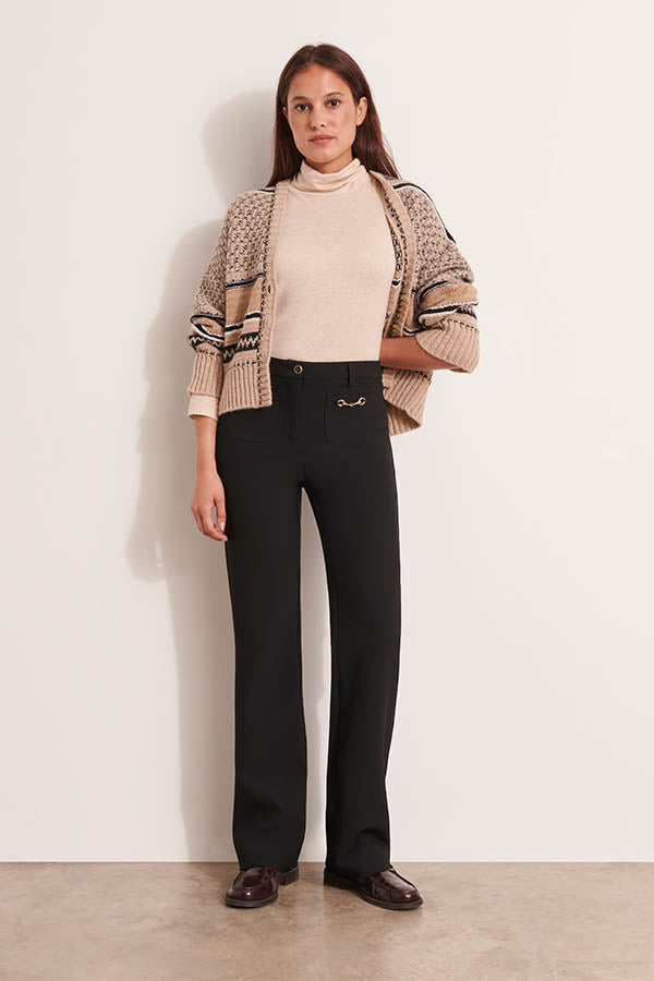 PAULETTE BLACK SILVER ACCENT DETAILS TAILORED TROUSERS