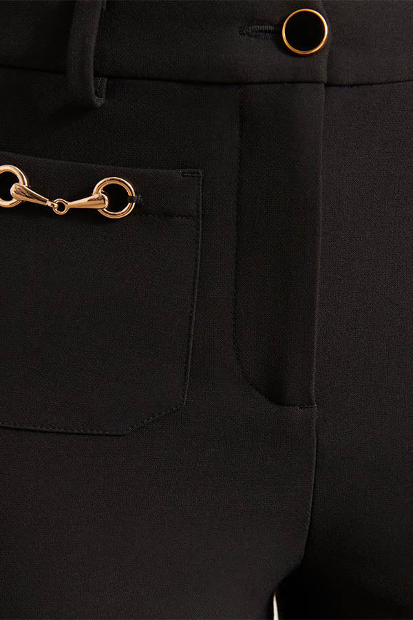 PAULETTE BLACK SILVER ACCENT DETAILS TAILORED TROUSERS