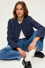 MAUGEEN DENIM LOOK TWEED JACKET