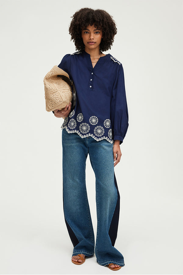URATHA EMBROIDERED COTTON BLOUSE