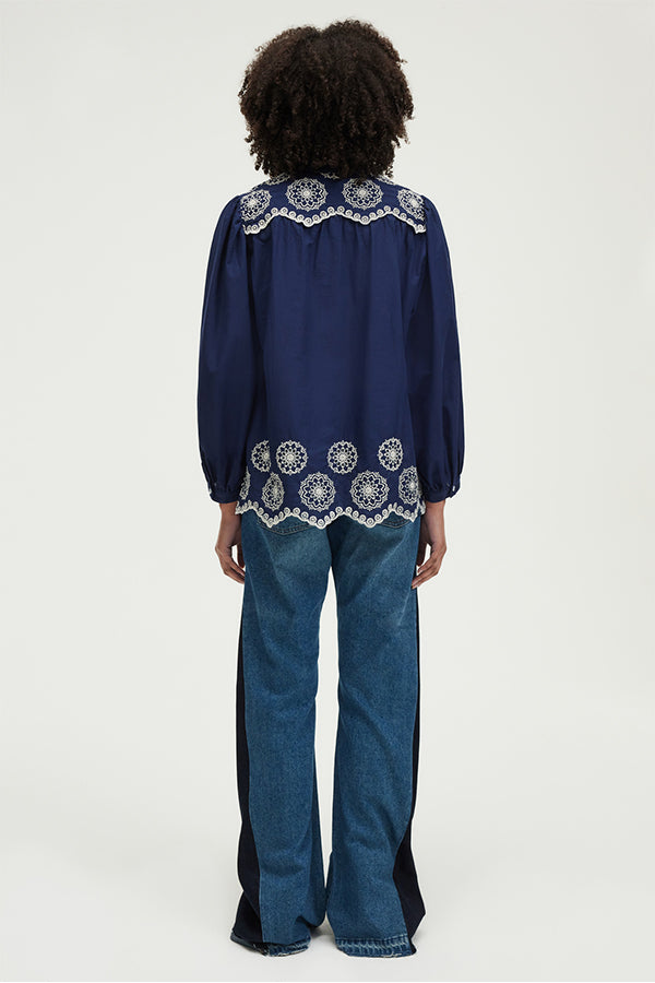 URATHA EMBROIDERED COTTON BLOUSE