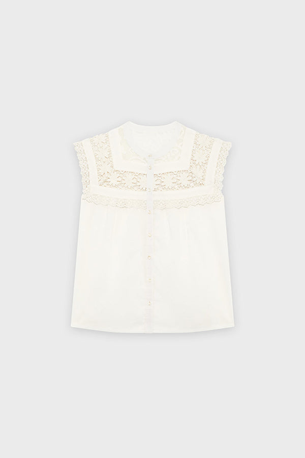 UTHIA ECRU BRAIDED LACE SHIRT