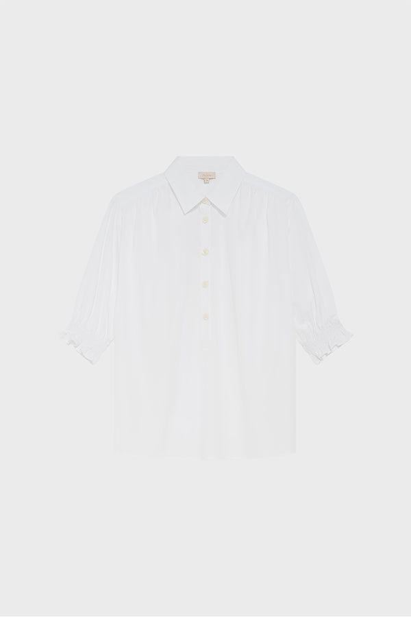 URSELINE RUFFLED PLEATED POPLIN SHIRT