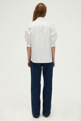 URSELINE RUFFLED PLEATED POPLIN SHIRT