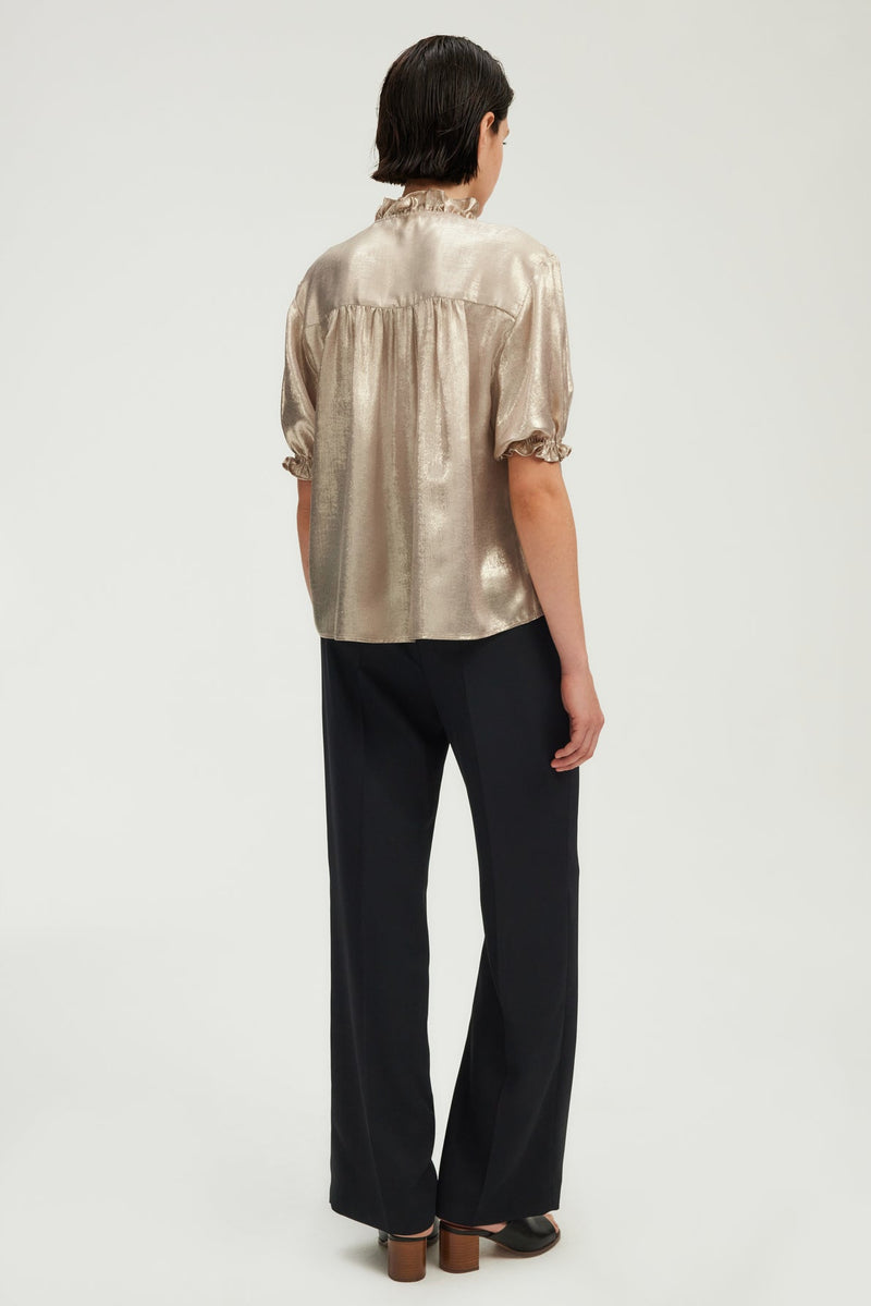 UMBERTA GOLD-TONE RUFFLED BLOUSE