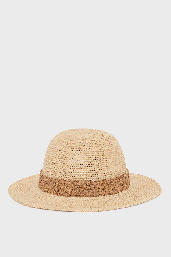 APRIL TAUPE BAND RAFFIA HAT