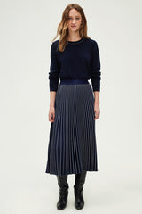 VALLY TWO-TONE NAVY PLEATED SKIRT