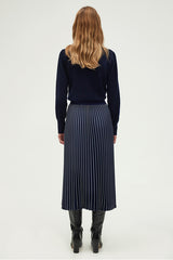 VALLY TWO-TONE NAVY PLEATED SKIRT