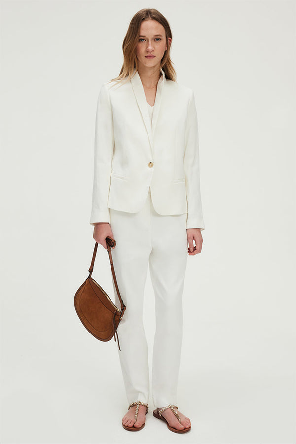JULIEN ECRU 7/8 SLIM TROUSERS
