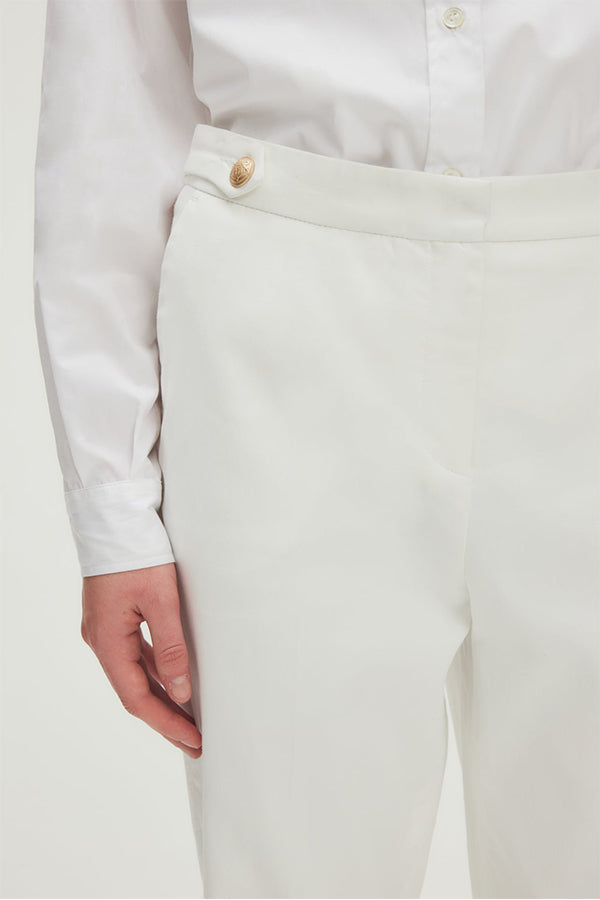 JULIEN ECRU 7/8 SLIM TROUSERS