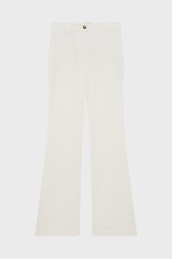 LINSAY ECRU LINEN COTTON BLEND SUIT TROUSERS