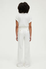 LINSAY ECRU LINEN COTTON BLEND SUIT TROUSERS