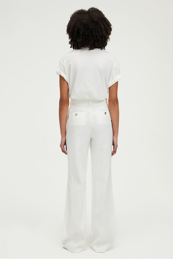 LINSAY ECRU LINEN COTTON BLEND SUIT TROUSERS
