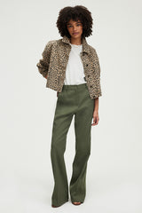 LINSAY KHAKI LINEN COTTON BLEND SUIT TROUSERS