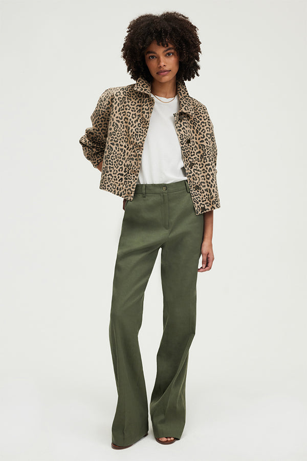 LINSAY KHAKI LINEN COTTON BLEND SUIT TROUSERS