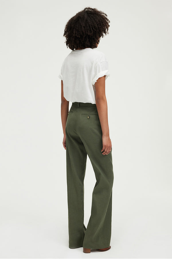 LINSAY KHAKI LINEN COTTON BLEND SUIT TROUSERS