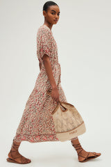 POMME FOLIAGE PRINT WAISTED MAXI DRESS