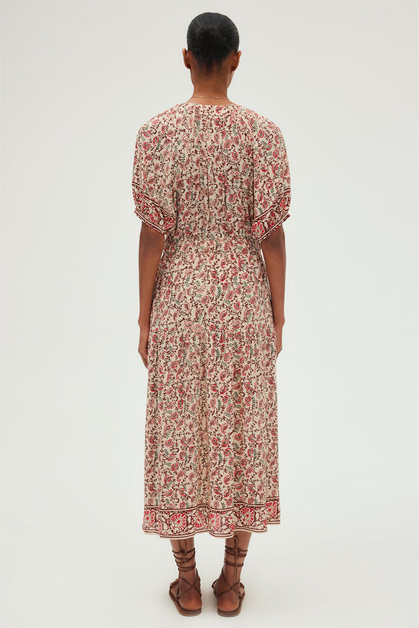POMME FOLIAGE PRINT WAISTED MAXI DRESS