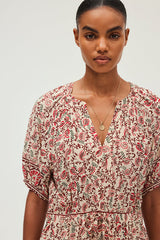 POMME FOLIAGE PRINT WAISTED MAXI DRESS