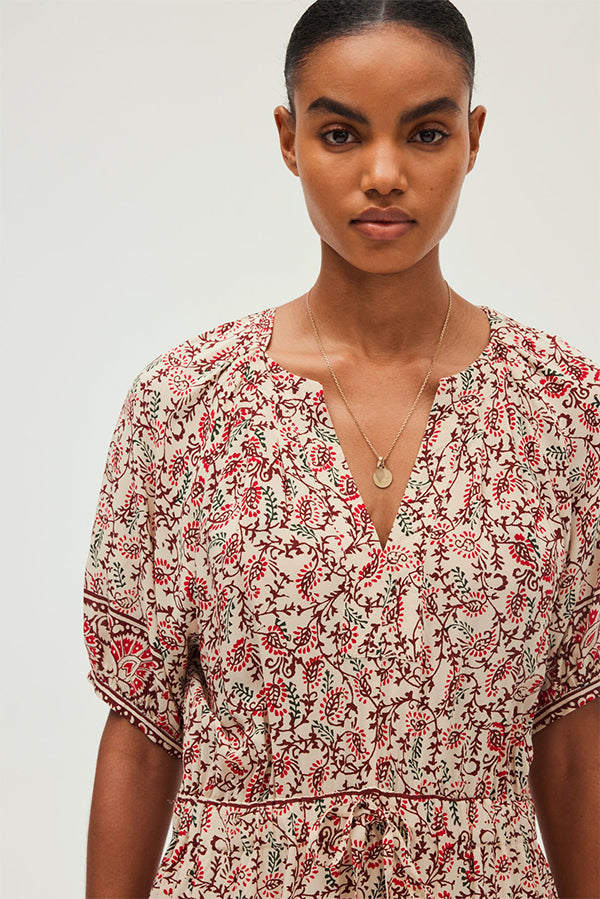 POMME FOLIAGE PRINT WAISTED MAXI DRESS