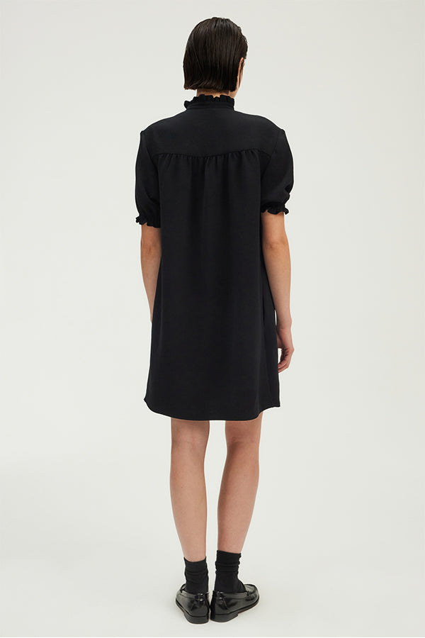 POLY RUFFLED STRAIGHT MINI DRESS
