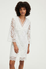 PRYAM WAISTED LACE MINI DRESS