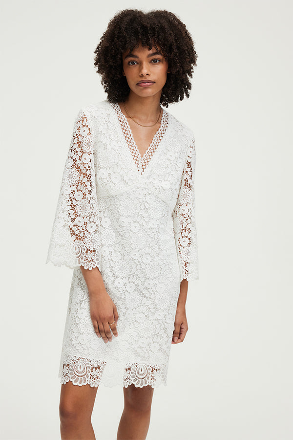 PRYAM WAISTED LACE MINI DRESS