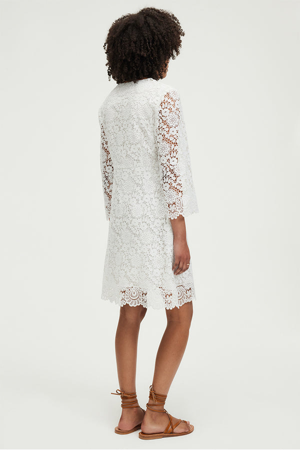 PRYAM WAISTED LACE MINI DRESS