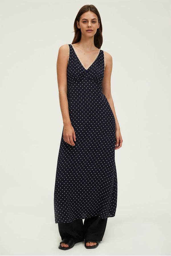 PETRONILLE SLEEVELESS POLKA DOTS MAXI DRESS