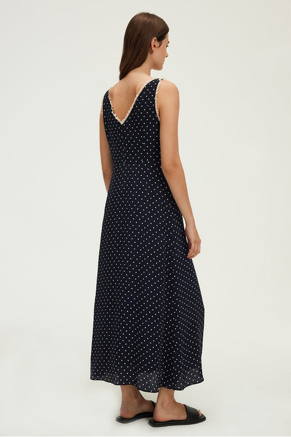 PETRONILLE SLEEVELESS POLKA DOTS MAXI DRESS
