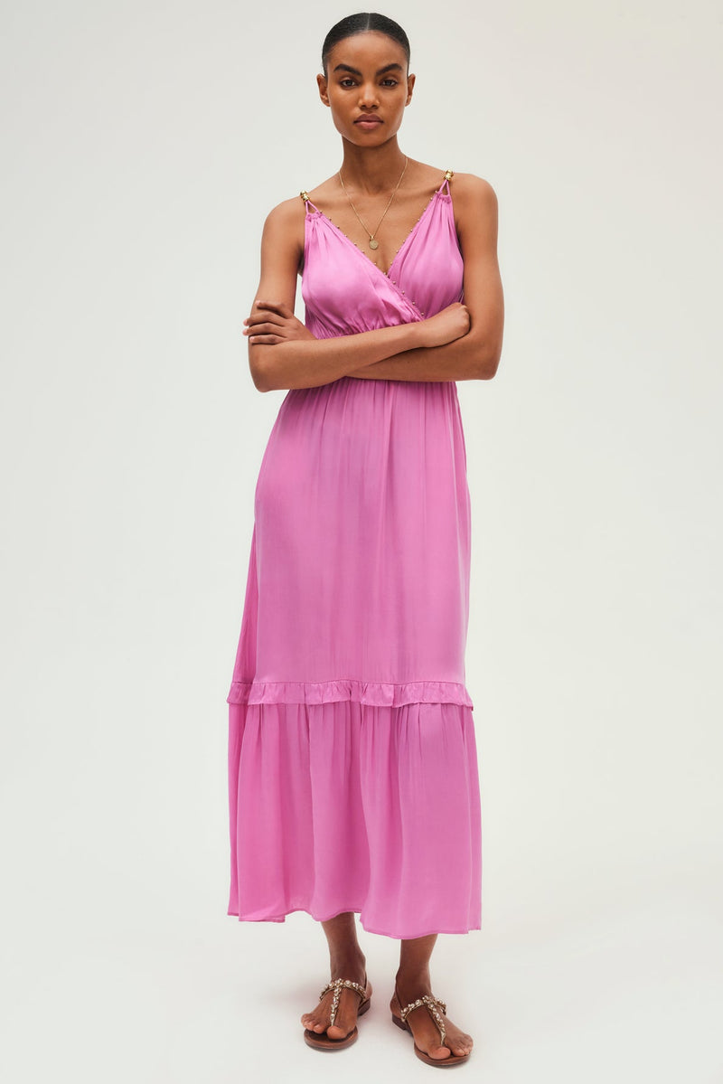 PHIONA PINK STRAP MAXI DRESS