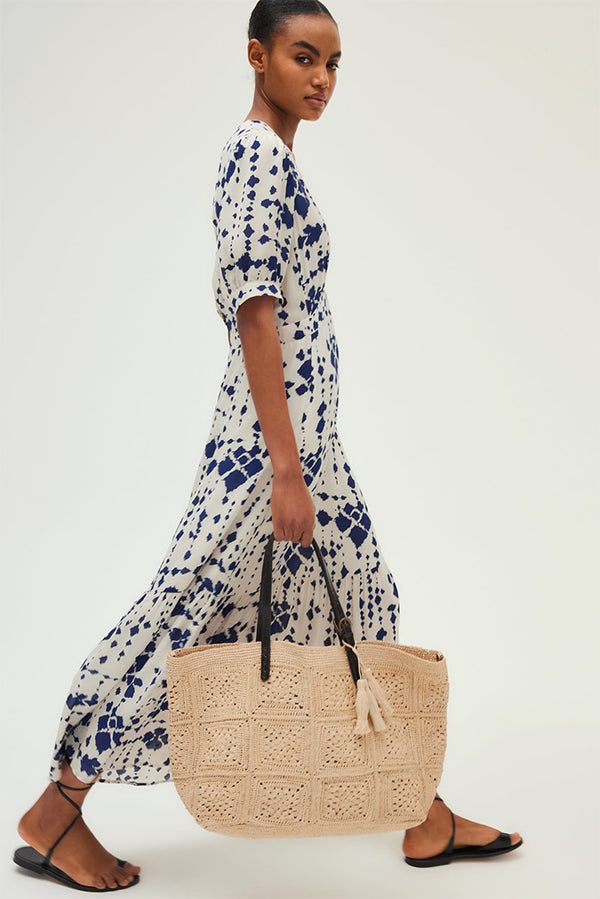 PLACIDE IKAT PRINT WAISTED MAXI DRESS