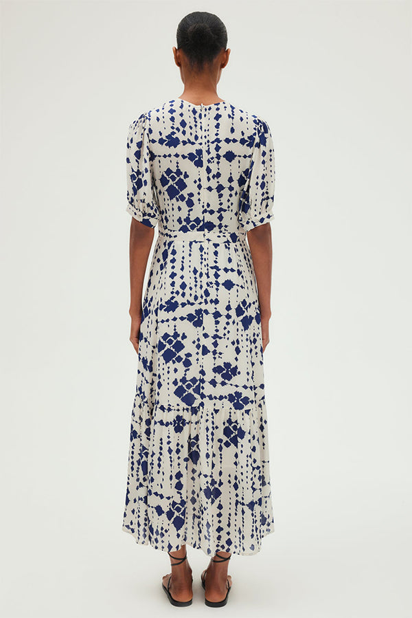 PLACIDE IKAT PRINT WAISTED MAXI DRESS