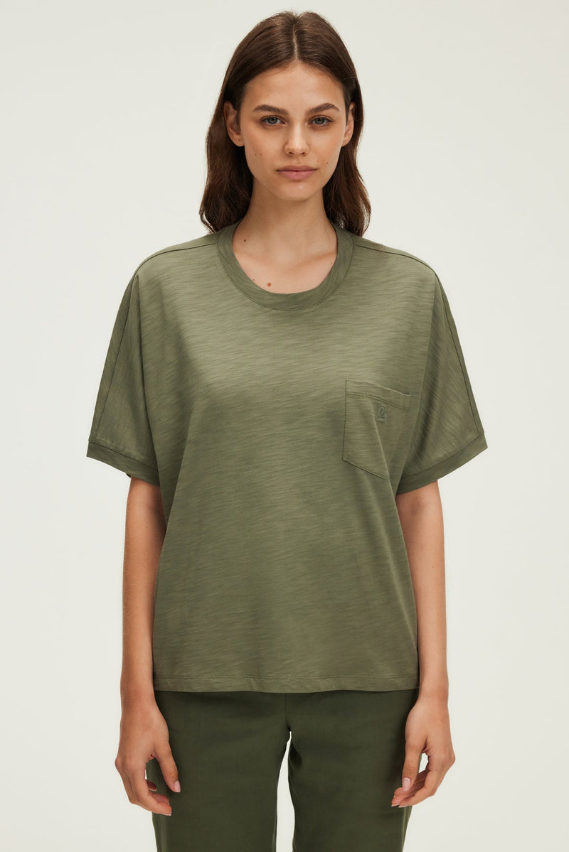GIUSEPPA KHAKI COTTON BLEND T-SHIRT